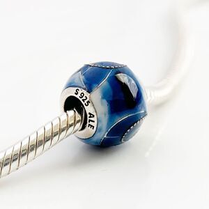 Charms 925 ALE Sterling Silver Blue Mixed Enamel Bracelet Pandora Bead
